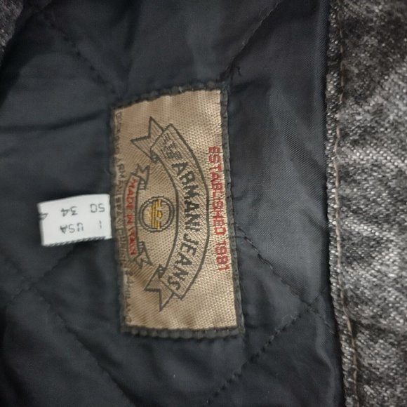 Vintage Armani Jeans Denim Jacket  Mens 34 Gray Acidwash Made in Italy - Picture 2 of 16